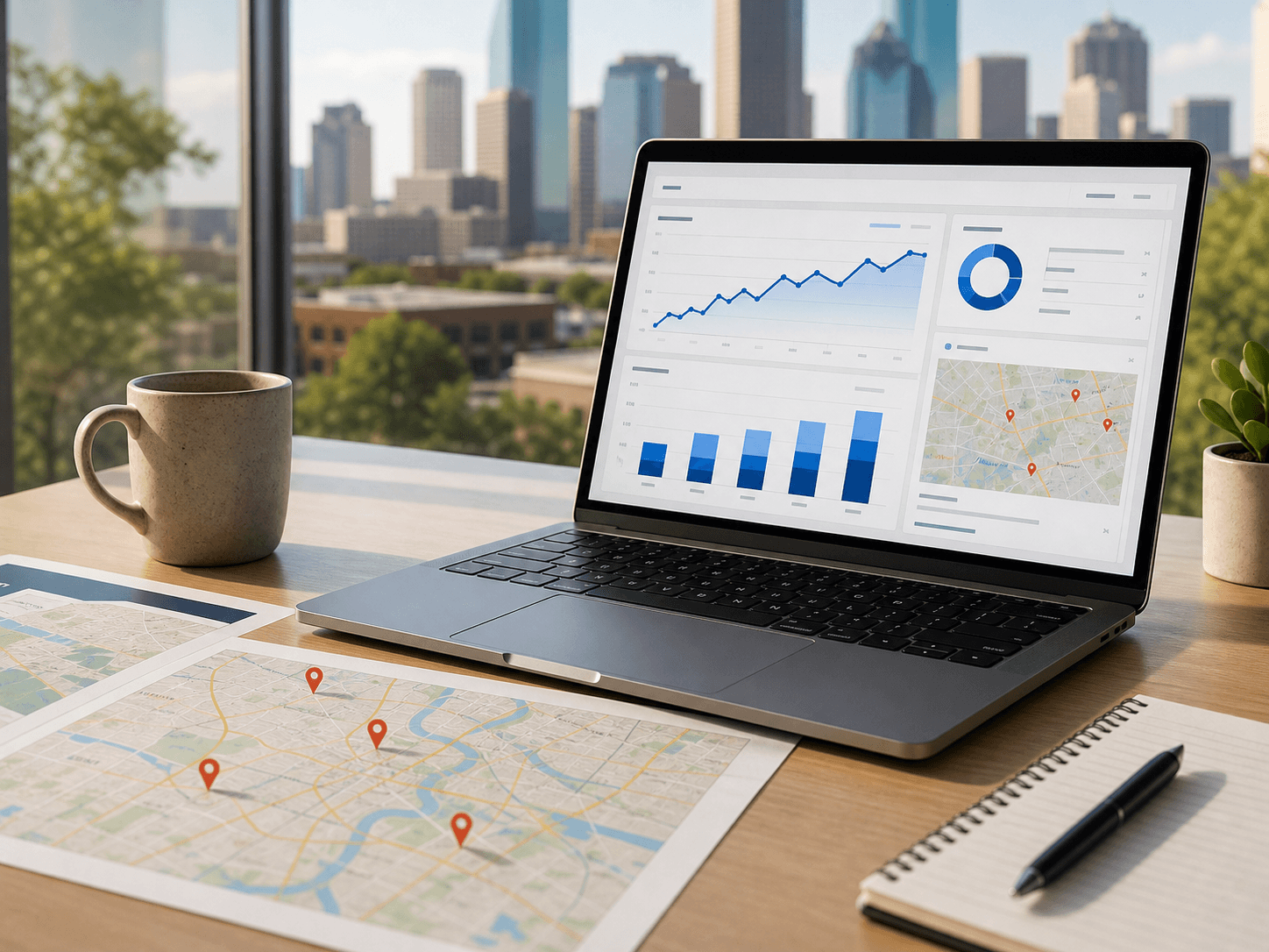 Houston local SEO strategy dashboard and map visibility